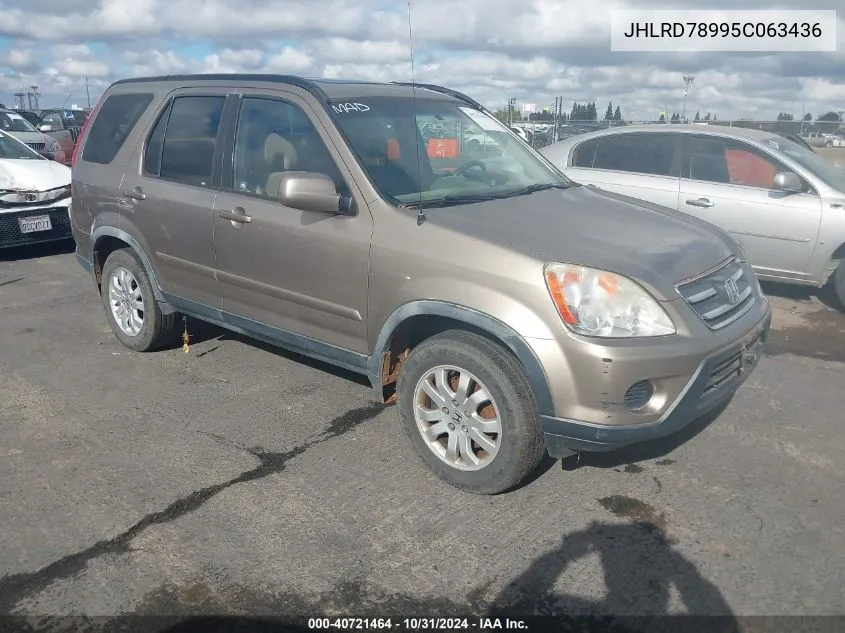 2005 Honda Cr-V Se VIN: JHLRD78995C063436 Lot: 40721464