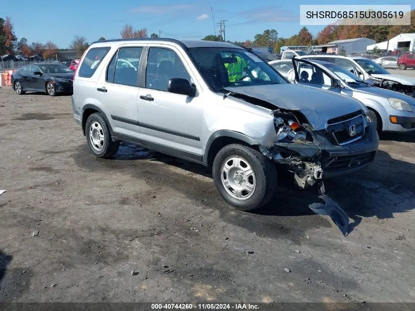 2005 Honda Cr-V Lx VIN: SHSRD68515U305619 Lot: 40744260