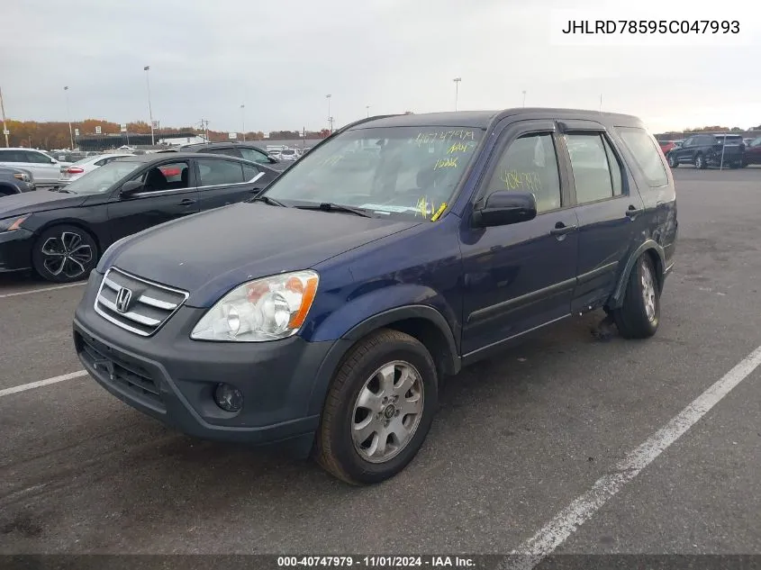 2005 Honda Cr-V Lx VIN: JHLRD78595C047993 Lot: 40747979