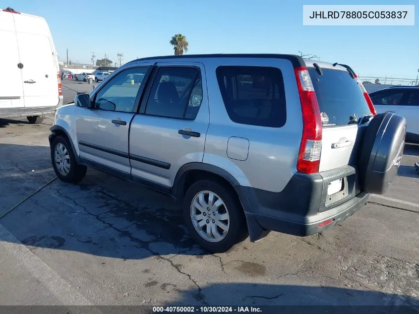 2005 Honda Cr-V Ex VIN: JHLRD78805C053837 Lot: 40750002