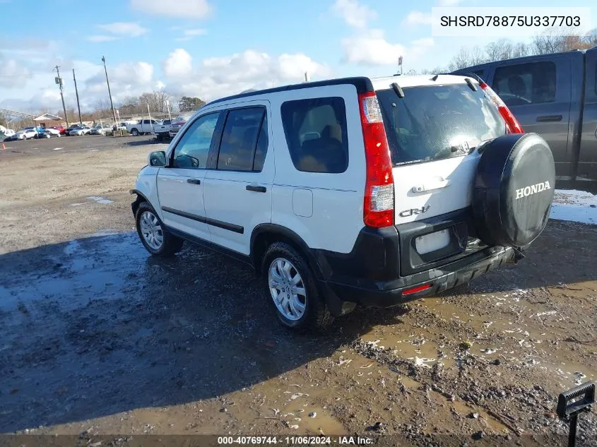 2005 Honda Cr-V Ex VIN: SHSRD78875U337703 Lot: 40769744