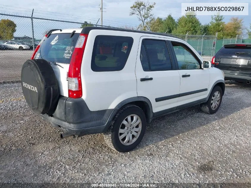 2005 Honda Cr-V Ex VIN: JHLRD788X5C029867 Lot: 40769845