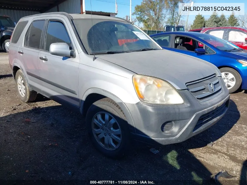 2005 Honda Cr-V Ex VIN: JHLRD78815C042345 Lot: 40777781