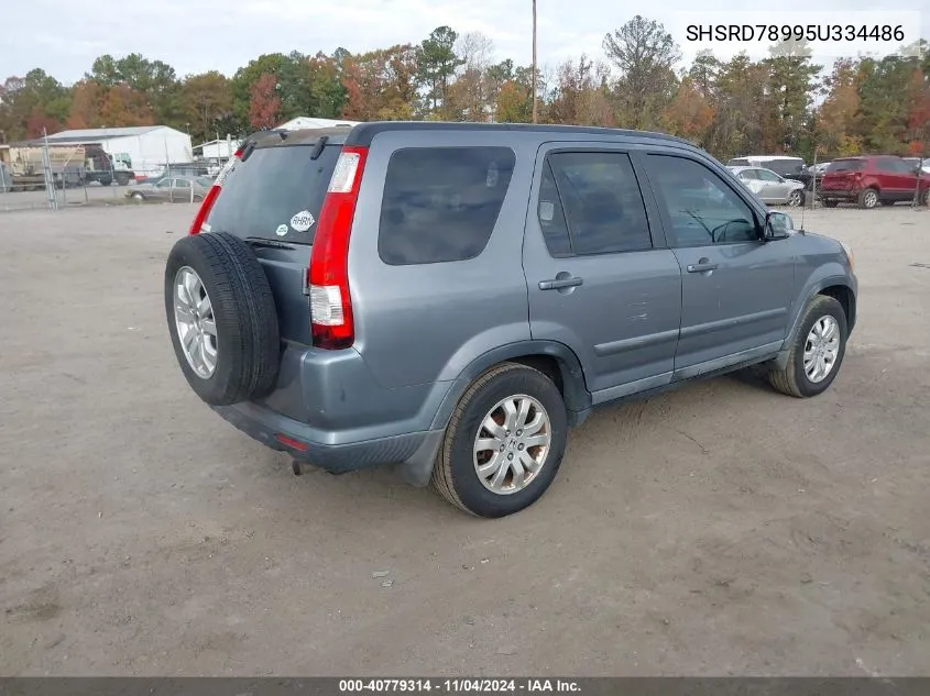 2005 Honda Cr-V Se VIN: SHSRD78995U334486 Lot: 40779314