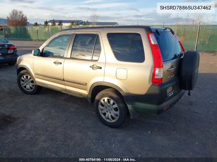 2005 Honda Cr-V Ex VIN: SHSRD78865U347462 Lot: 40784190