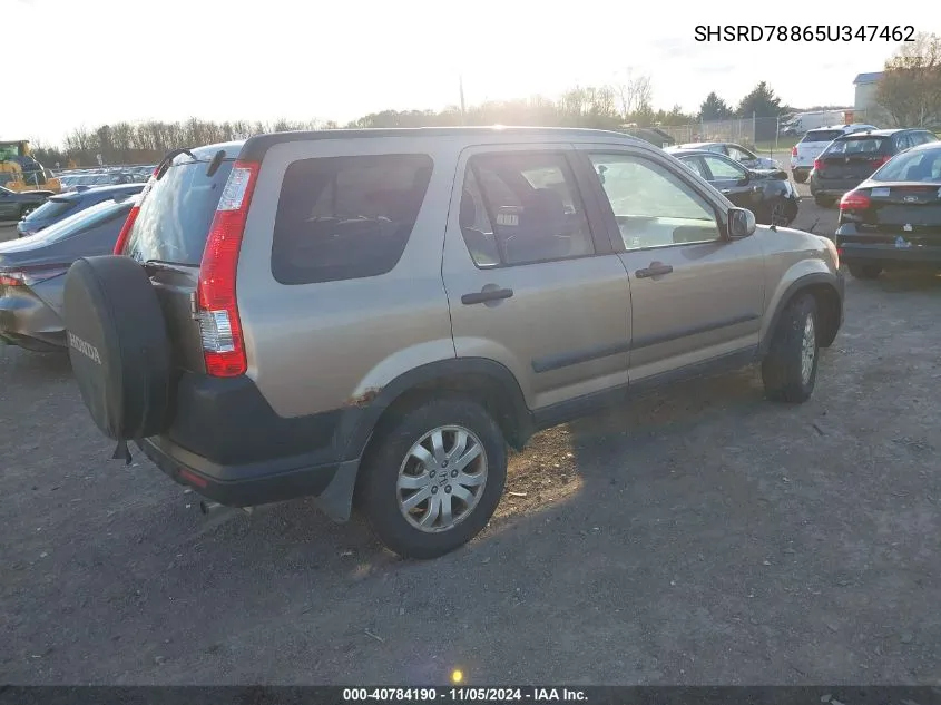 2005 Honda Cr-V Ex VIN: SHSRD78865U347462 Lot: 40784190