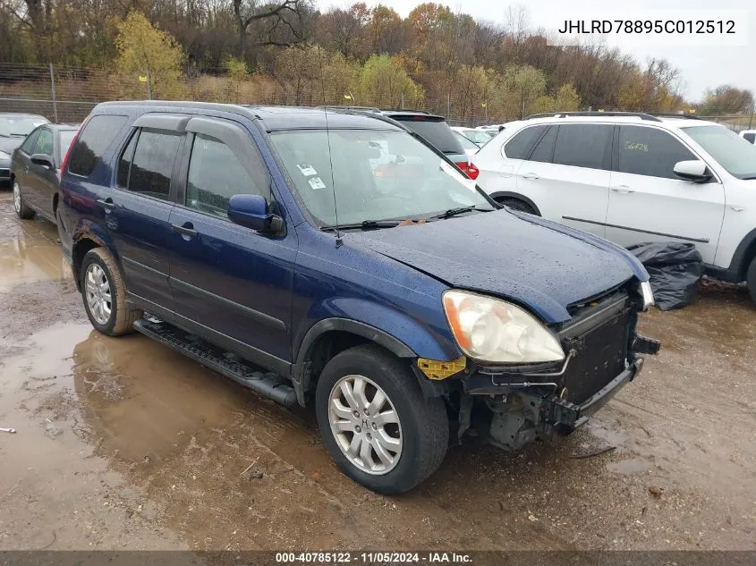 2005 Honda Cr-V Ex VIN: JHLRD78895C012512 Lot: 40785122