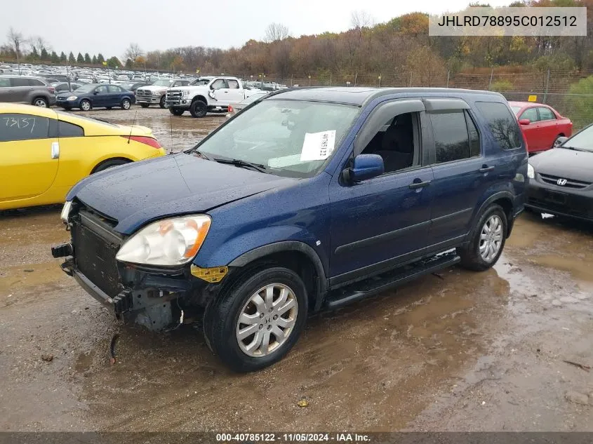 2005 Honda Cr-V Ex VIN: JHLRD78895C012512 Lot: 40785122