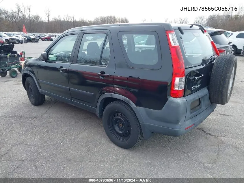 2005 Honda Cr-V Lx VIN: JHLRD78565C056716 Lot: 40793696