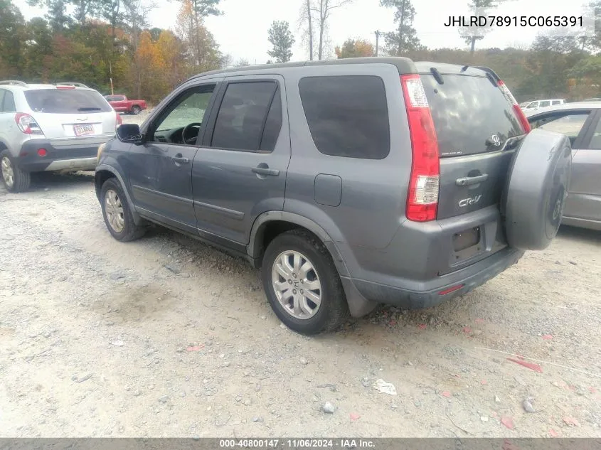 2005 Honda Cr-V Se VIN: JHLRD78915C065391 Lot: 40800147