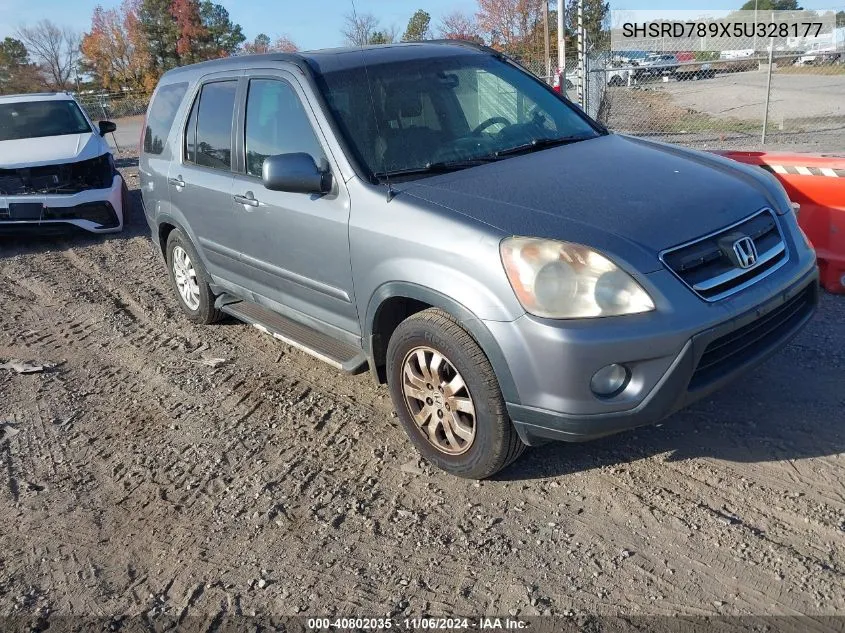 2005 Honda Cr-V Se VIN: SHSRD789X5U328177 Lot: 40802035