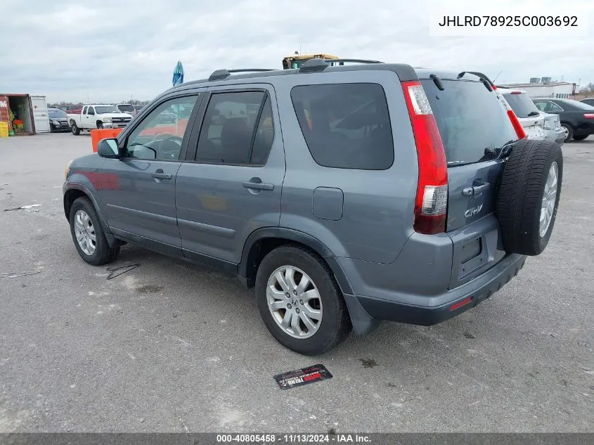 2005 Honda Cr-V Se VIN: JHLRD78925C003692 Lot: 40805458