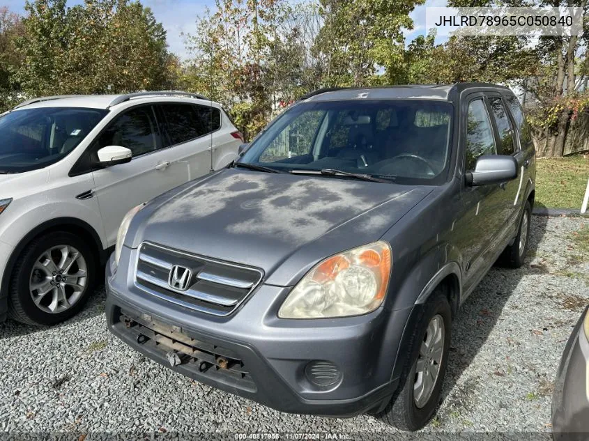 2005 Honda Cr-V VIN: JHLRD78965C050840 Lot: 40817956