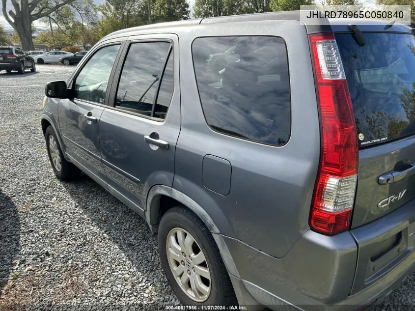 2005 Honda Cr-V VIN: JHLRD78965C050840 Lot: 40817956