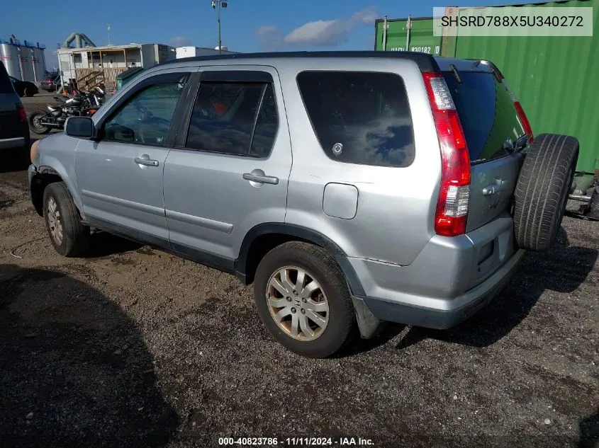 2005 Honda Cr-V Ex VIN: SHSRD788X5U340272 Lot: 40823786