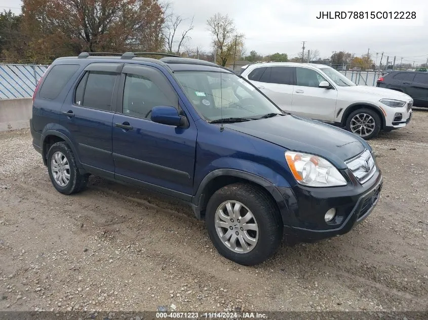 2005 Honda Cr-V Ex VIN: JHLRD78815C012228 Lot: 40871223