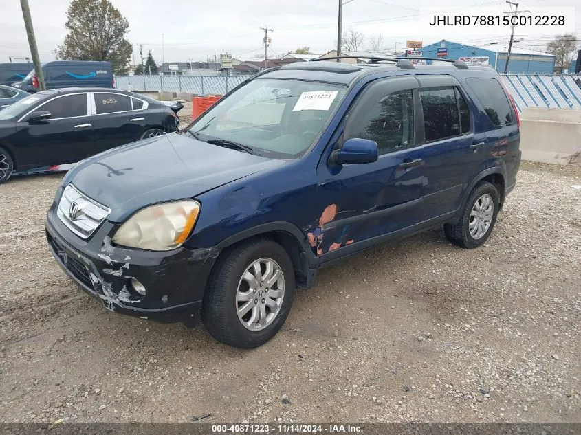 2005 Honda Cr-V Ex VIN: JHLRD78815C012228 Lot: 40871223