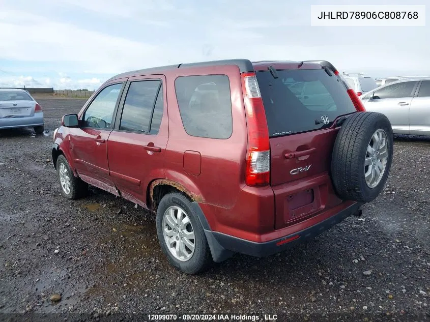 2006 Honda Cr-V Se/Ex VIN: JHLRD78906C808768 Lot: 12099070