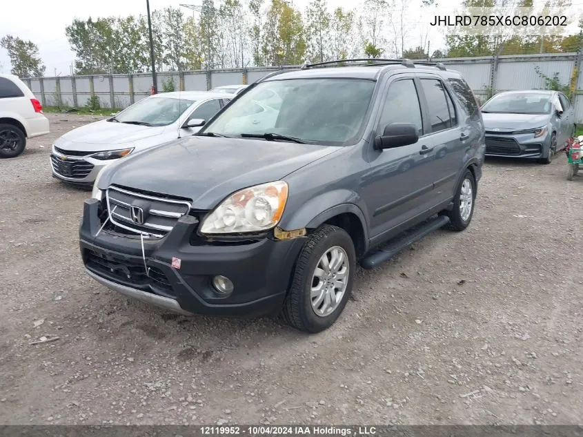 2006 Honda Cr-V VIN: JHLRD785X6C806202 Lot: 12119952