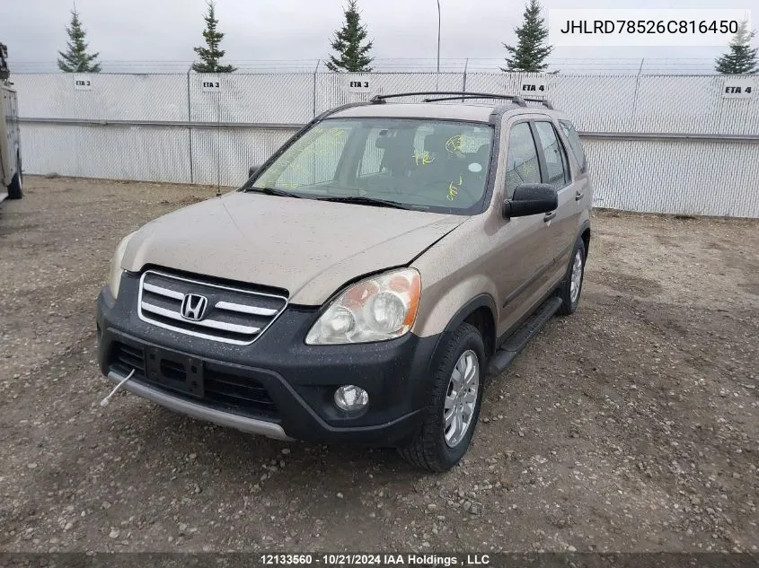 2006 Honda Cr-V VIN: JHLRD78526C816450 Lot: 12133560