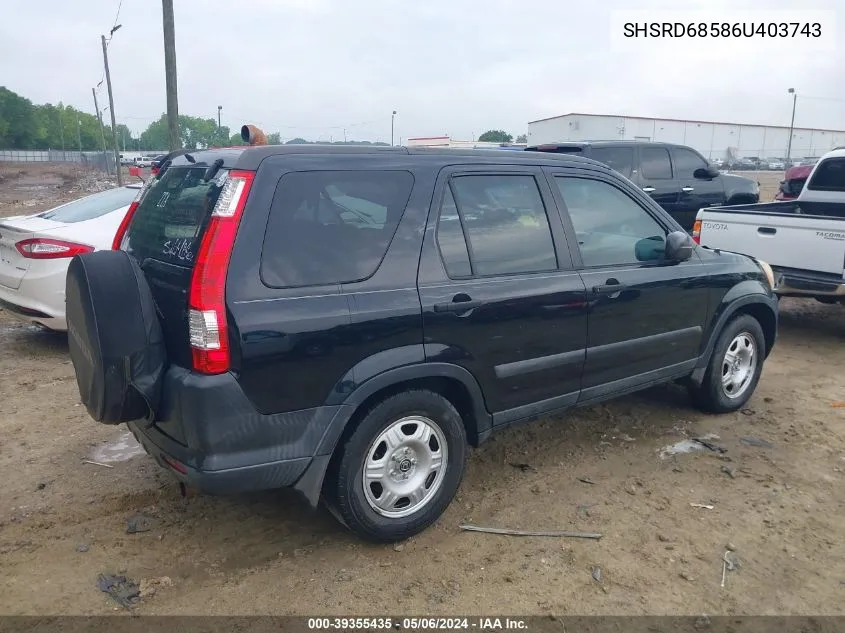 SHSRD68586U403743 2006 Honda Cr-V Lx