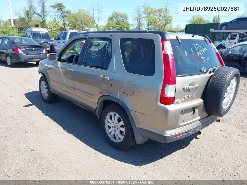 2006 Honda Cr-V Se VIN: JHLRD78926C027881 Lot: 39376231