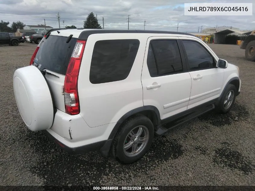 2006 Honda Cr-V Se VIN: JHLRD789X6C045416 Lot: 39574058