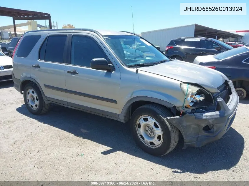 2006 Honda Cr-V Lx VIN: JHLRD68526C013924 Lot: 39719360