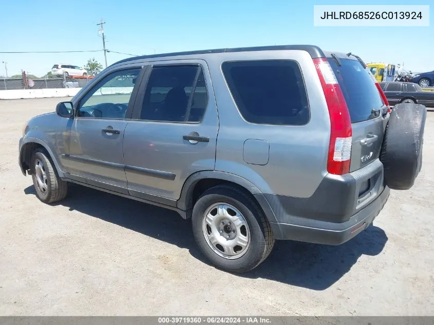 2006 Honda Cr-V Lx VIN: JHLRD68526C013924 Lot: 39719360