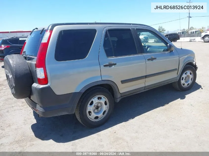 2006 Honda Cr-V Lx VIN: JHLRD68526C013924 Lot: 39719360