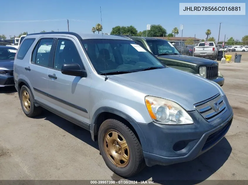 2006 Honda Cr-V Lx VIN: JHLRD78566C016881 Lot: 39957398