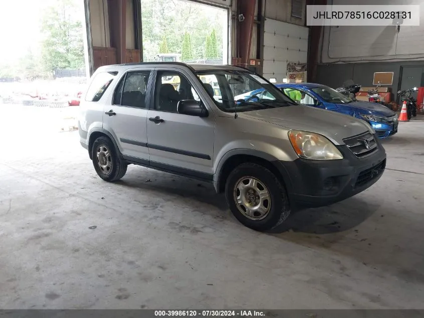 2006 Honda Cr-V Lx VIN: JHLRD78516C028131 Lot: 39986120