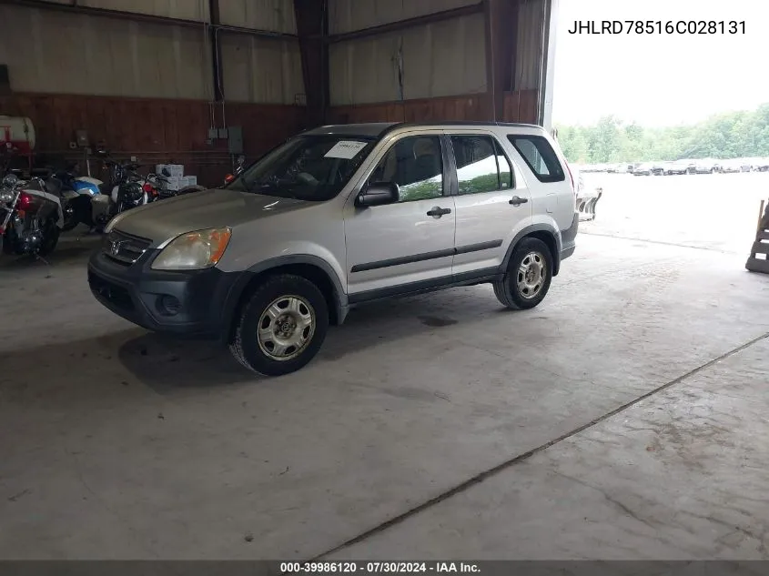 2006 Honda Cr-V Lx VIN: JHLRD78516C028131 Lot: 39986120