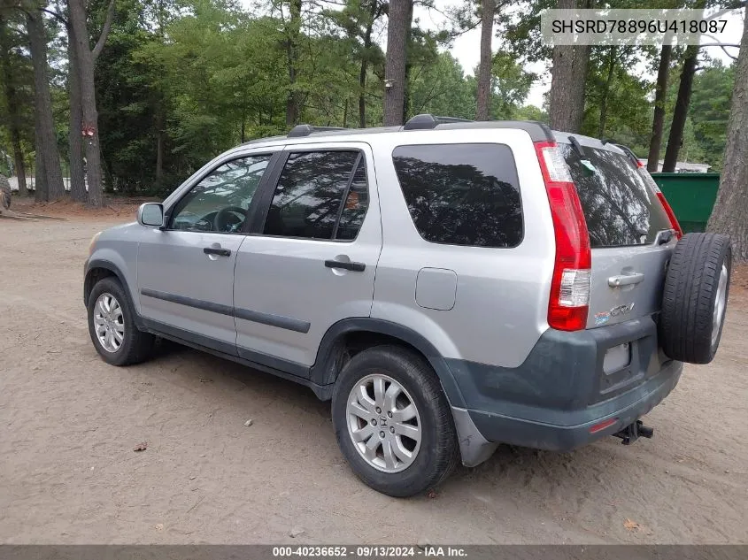 2006 Honda Cr-V Ex VIN: SHSRD78896U418087 Lot: 40236652