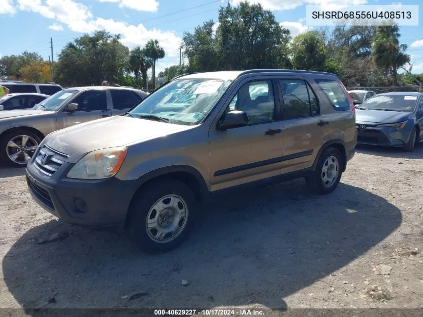 2006 Honda Cr-V Lx VIN: SHSRD68556U408513 Lot: 40629227