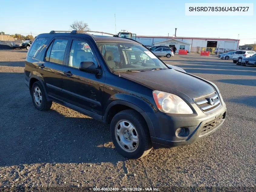 2006 Honda Cr-V Lx VIN: SHSRD78536U434727 Lot: 40632409