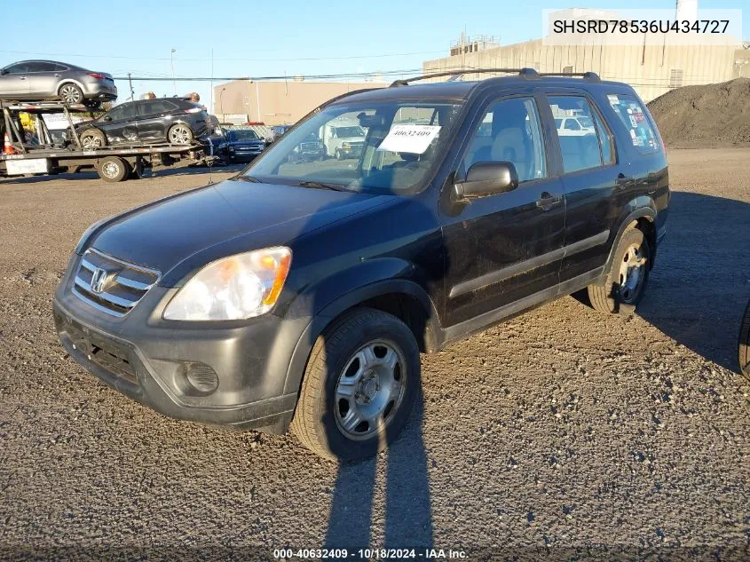 2006 Honda Cr-V Lx VIN: SHSRD78536U434727 Lot: 40632409