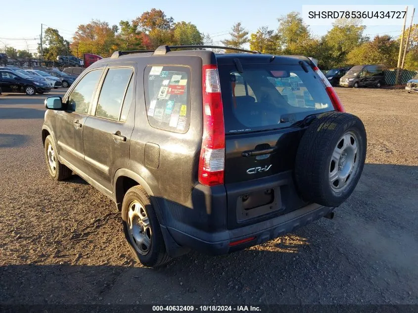 2006 Honda Cr-V Lx VIN: SHSRD78536U434727 Lot: 40632409