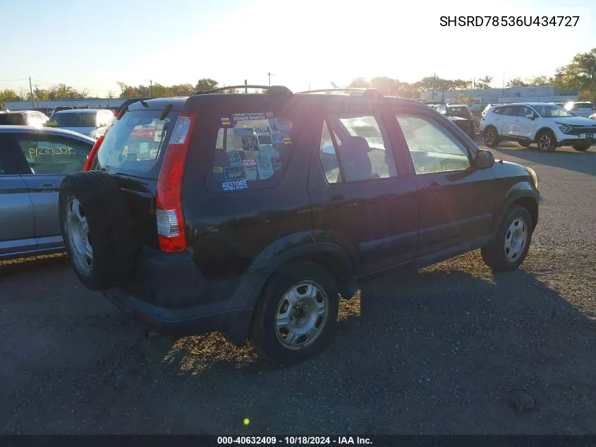 2006 Honda Cr-V Lx VIN: SHSRD78536U434727 Lot: 40632409