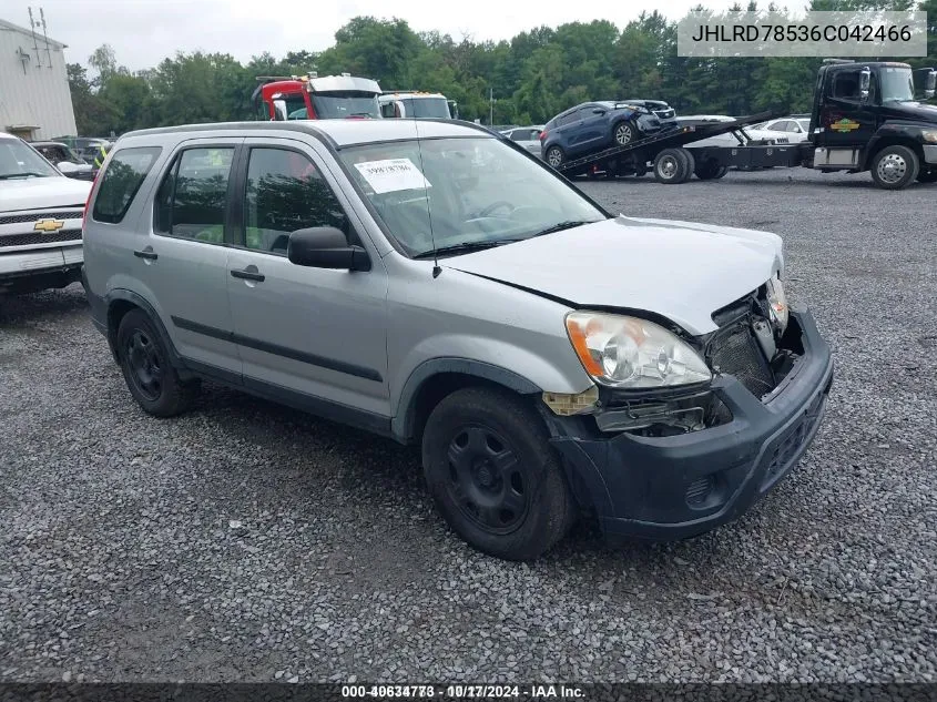 2006 Honda Cr-V Lx VIN: JHLRD78536C042466 Lot: 40634773