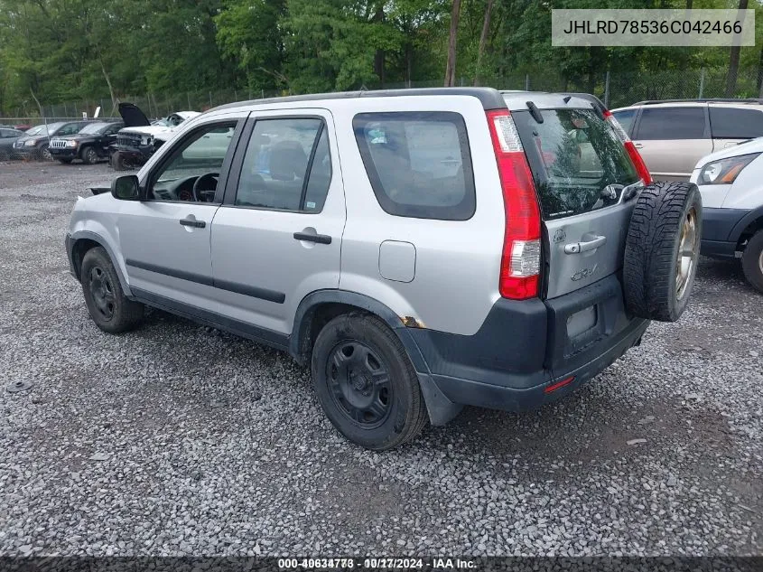 2006 Honda Cr-V Lx VIN: JHLRD78536C042466 Lot: 40634773