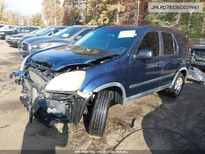 2006 Honda Cr-V Lx VIN: JHLRD78536C029961 Lot: 40697893