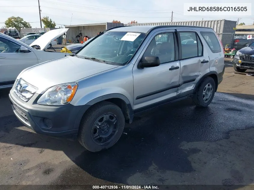 2006 Honda Cr-V Lx VIN: JHLRD68586C016505 Lot: 40712936