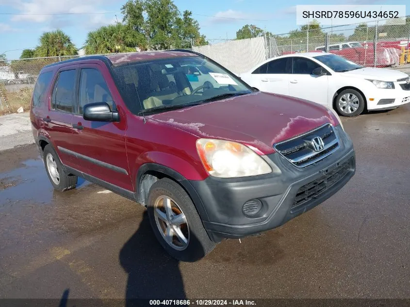 2006 Honda Cr-V Lx VIN: SHSRD78596U434652 Lot: 40718686