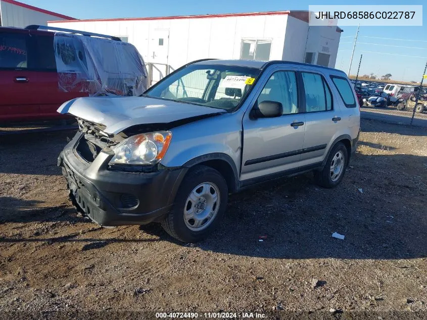 2006 Honda Cr-V Lx VIN: JHLRD68586C022787 Lot: 40724490