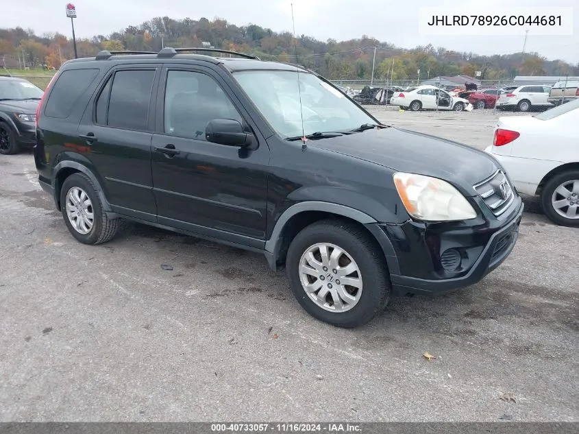 2006 Honda Cr-V Se VIN: JHLRD78926C044681 Lot: 40733057