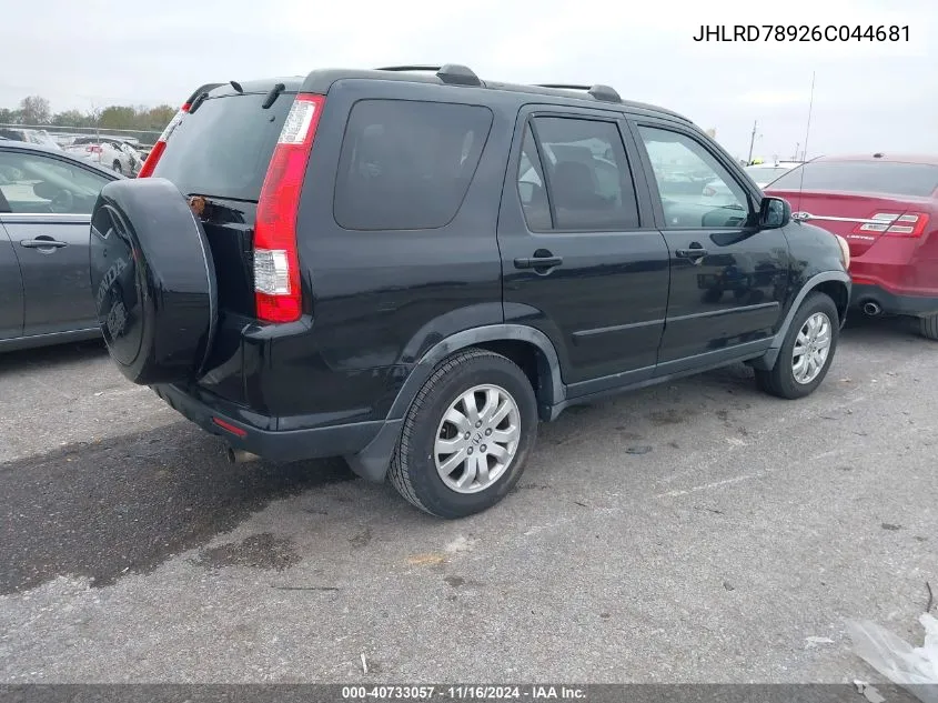 2006 Honda Cr-V Se VIN: JHLRD78926C044681 Lot: 40733057