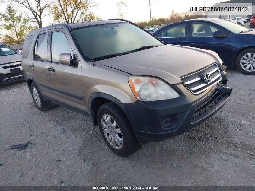 2006 Honda Cr-V Ex VIN: JHLRD78806C024842 Lot: 40763097