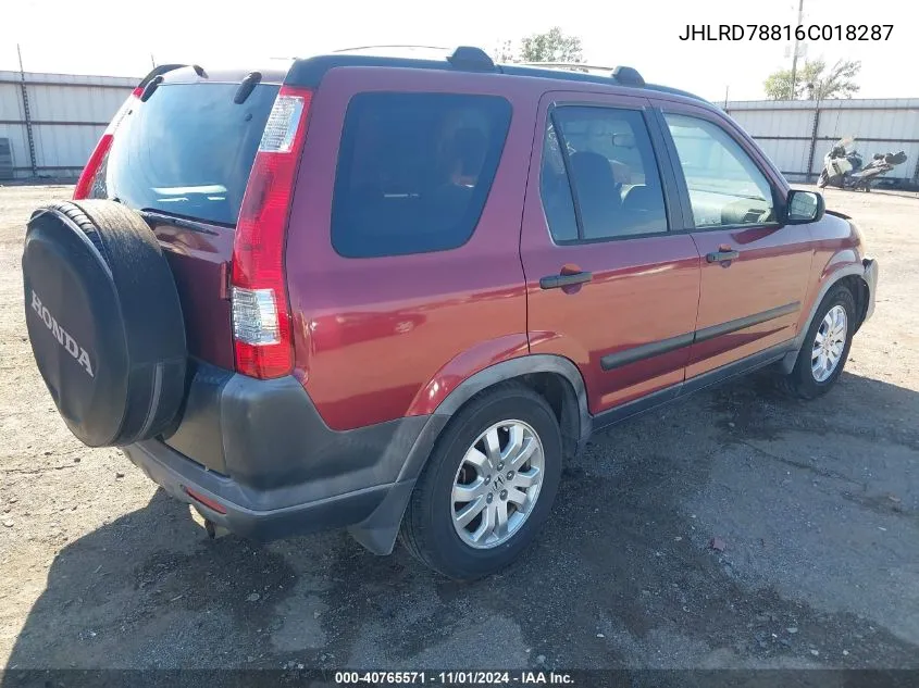 2006 Honda Cr-V Ex VIN: JHLRD78816C018287 Lot: 40765571