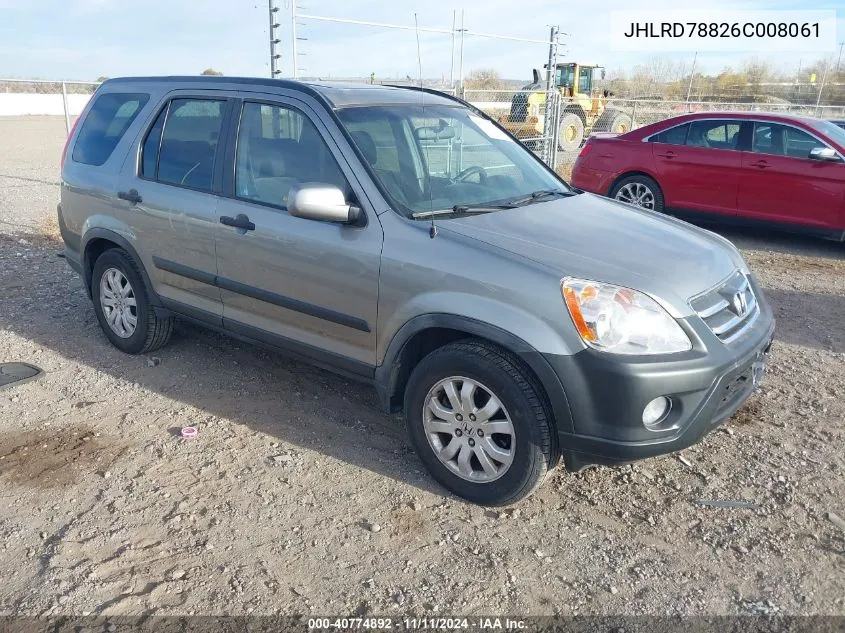 2006 Honda Cr-V Ex VIN: JHLRD78826C008061 Lot: 40774892